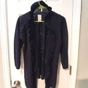 Maurices Small Navy Sweater Cardigan Ruffle NEW